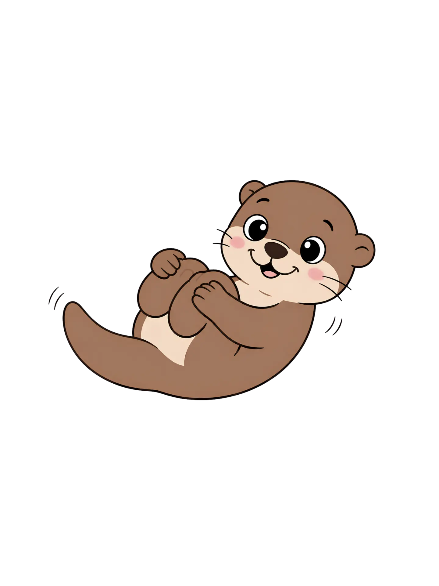 Illustration of a brown otter floating on its back and hugging its knees.