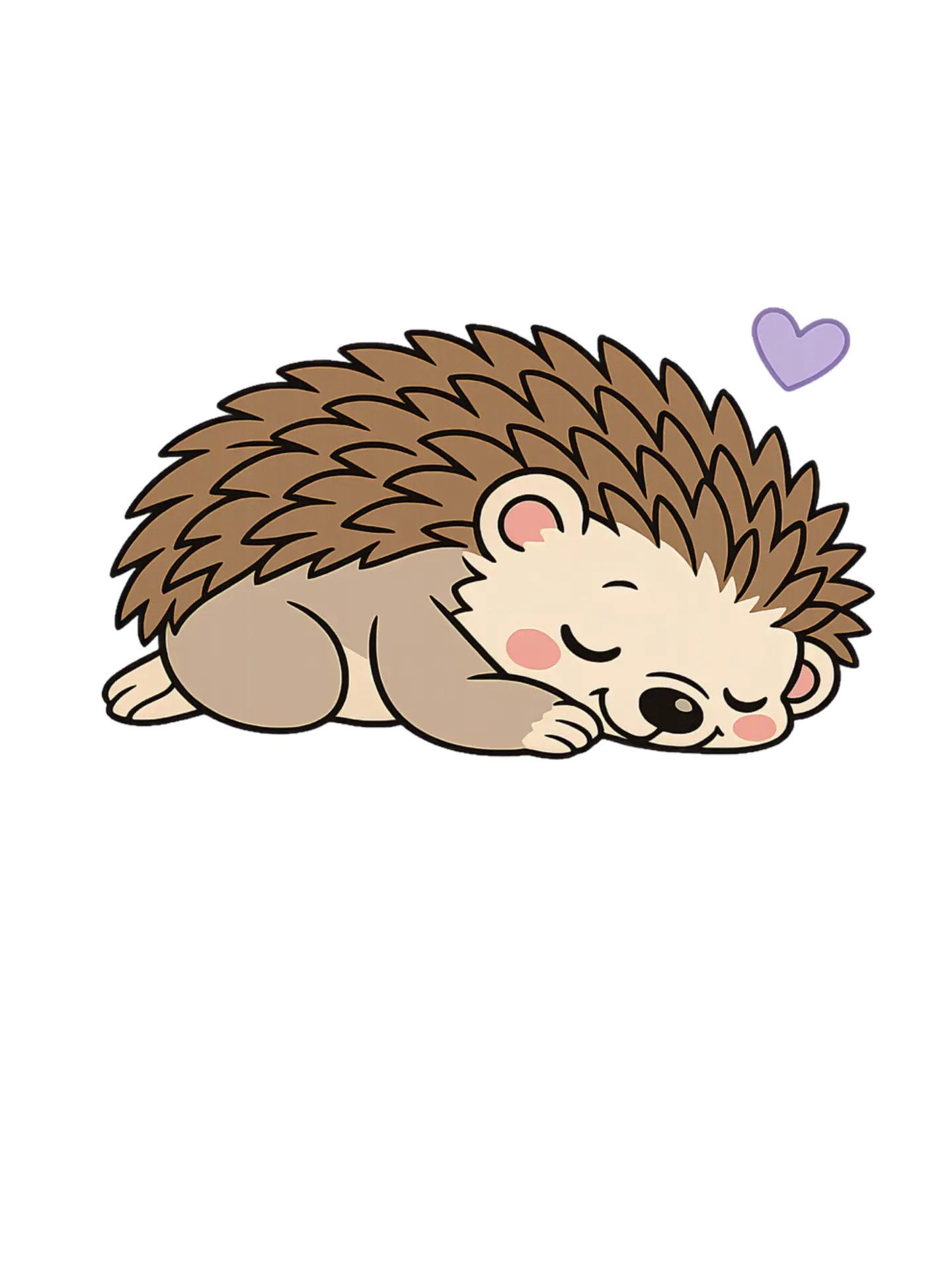 Illustration of a small hedgehog curled up peacefully.