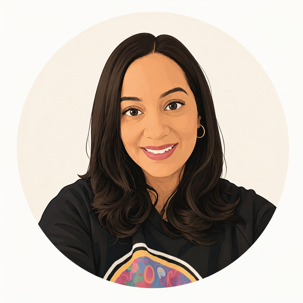 Illustrated portrait of Lynn Marise, founder of The Kind Canvas Co.
